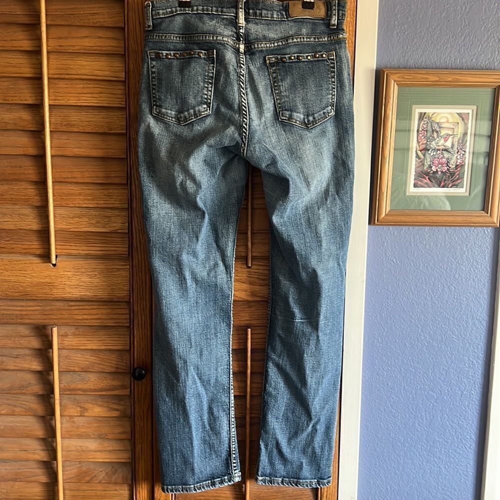 Studded Distressed Midrise Slim Skinny Rocker Firefly Jeans - Picture 3 of 16